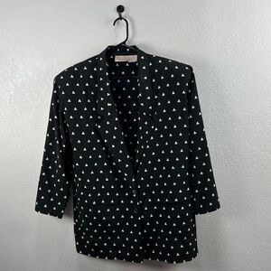 Vintage Liz Claiborne Womens Black Tan Triangles Blazer shoulder pad office wear